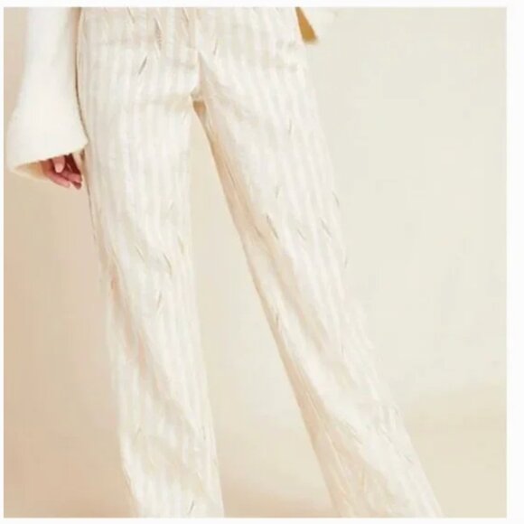 ⭐️ Kelyn Metallic Wide Leg Boho Peasant Hipster Hippie Art Deco Farm Trousers - Picture 4 of 4